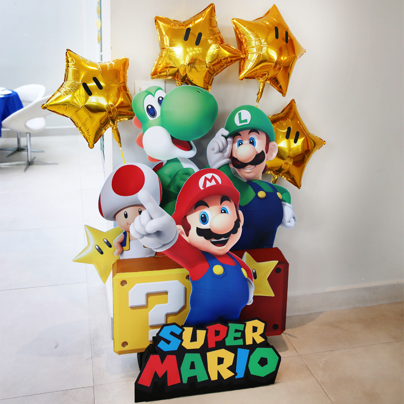 Locação de decoração para festa do Mario Bros, Luigi, Toad e Yoshi