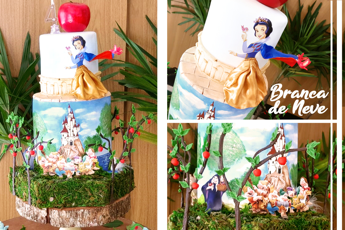 Bolo cenográfico Branca de Neve e os 7 anões - locação para festas em SP